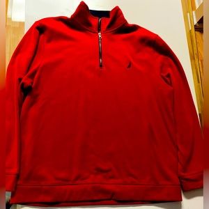 NEW! Men’s Nautica Red Quarter Zip Long Sleeve Pullover